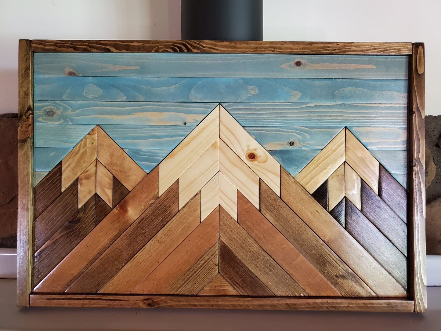 Mountain Scene Wood Mosaic