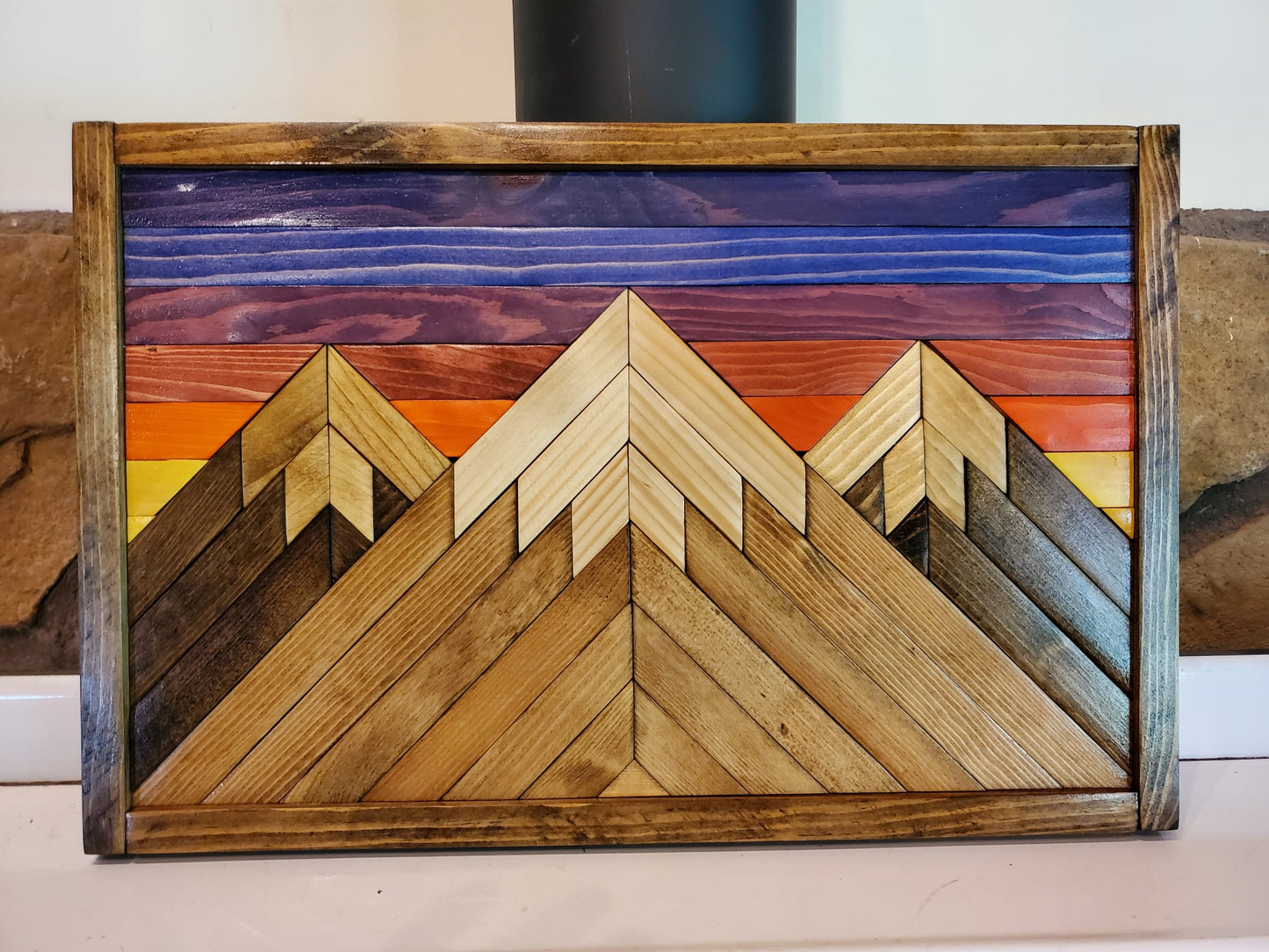 Mountain Scene Wood Mosaic