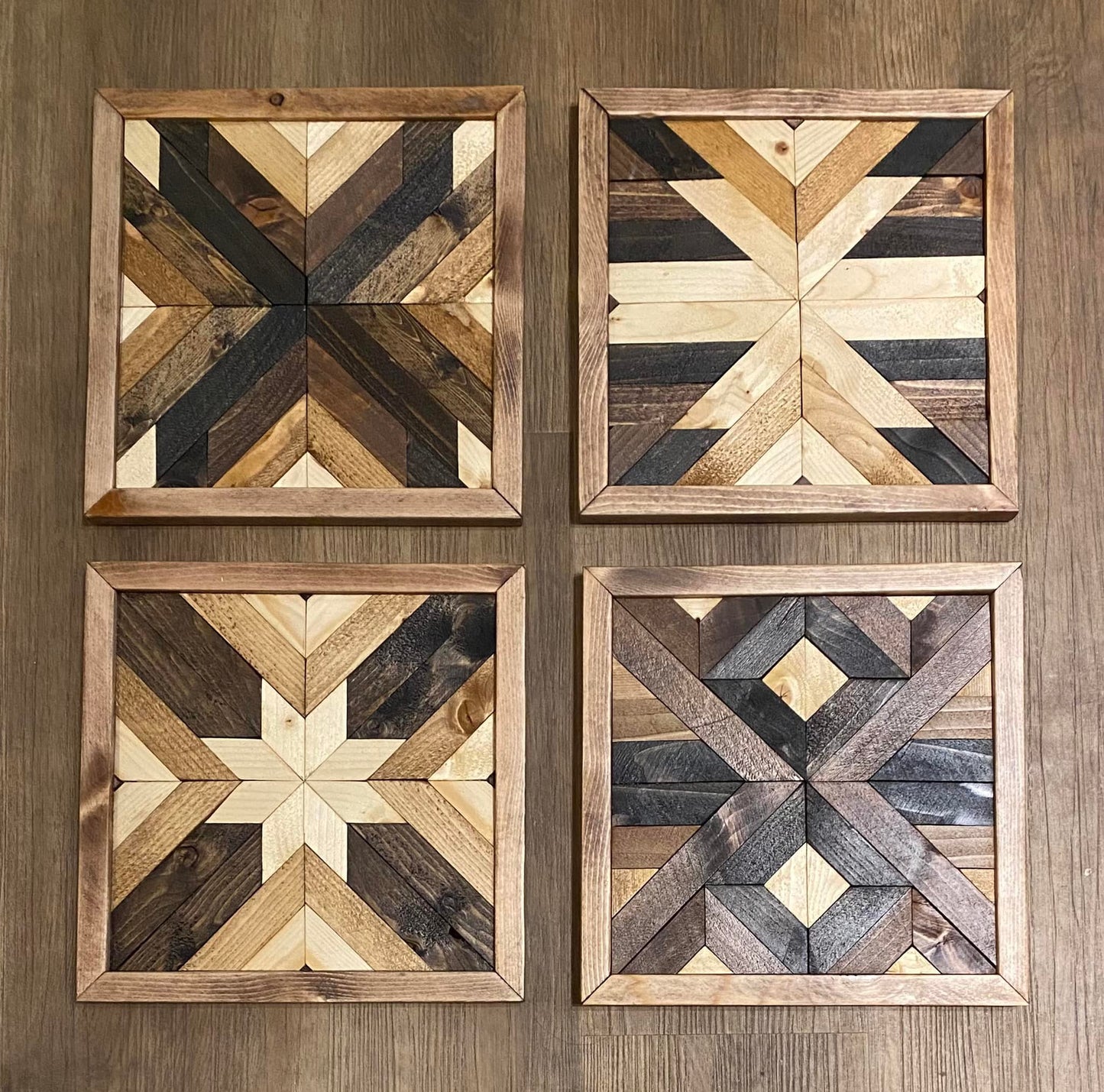 Wood Mosaic Style #5 - set of 4