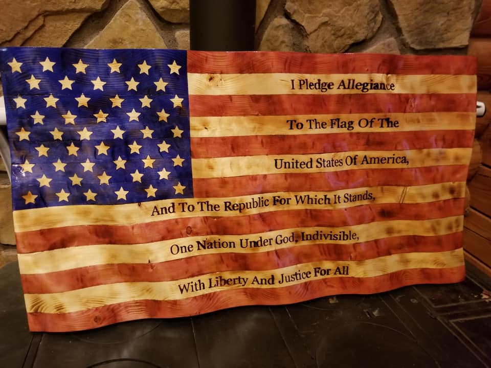 Wavy American Flag with Pedge of Allegiance